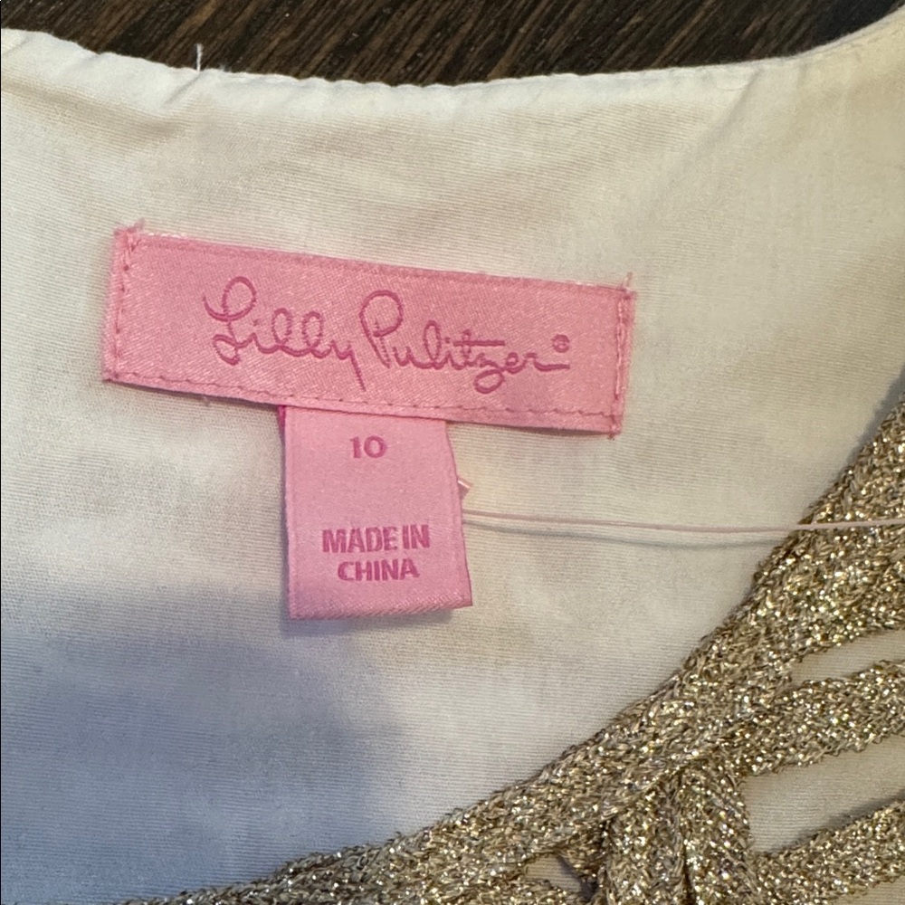Lilly Pulitzer White Shift Dress with Gold Accents - Picture 2 of 7